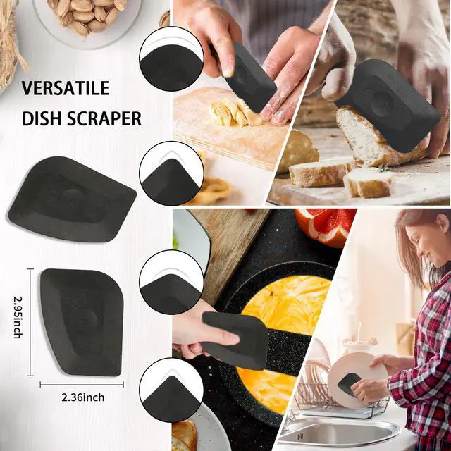 Alt view image 5 of 6 - Cast Iron Scrubber with Handle 316 Dish Cast Cleaner Chainmail Scrubber for Pan Skillet Iron Scrub Brush Steel Wool Scrubber Cleaning Kit (1 Scrub + 1 Scraper)