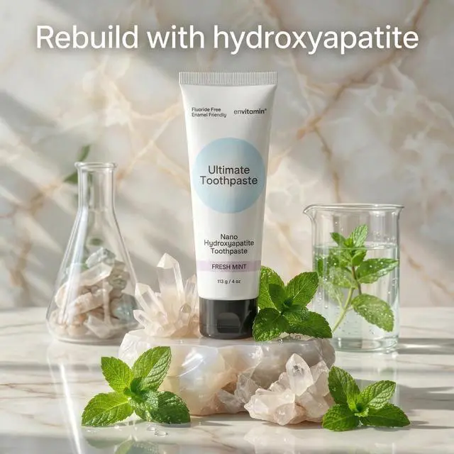 Alt view image 2 of 7 - Fluoride Free Nano Hydroxyapatite Ultimate Toothpaste for Remineralizing Enamel & Sensitive Relief, Whitening, Antiplaque, SLS Free, Fresh Mint, 4 oz (1 Tube, Fresh Mint)