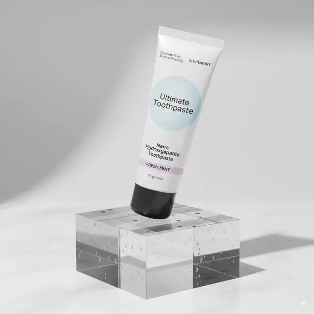 Alt view image 6 of 7 - Fluoride Free Nano Hydroxyapatite Ultimate Toothpaste for Remineralizing Enamel & Sensitive Relief, Whitening, Antiplaque, SLS Free, Fresh Mint, 4 oz (1 Tube, Fresh Mint)