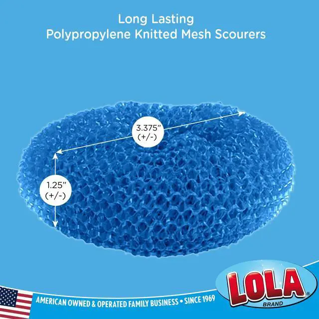 Alt view image 2 of 7 - Plastic Mesh Scouring Pads - 3 Pack, 3.375" x 1.25", Non-Scratch Scrubbers to Clean Dishes, Assorted Colors - 1 Red, 1 Blue & 1 Yellow