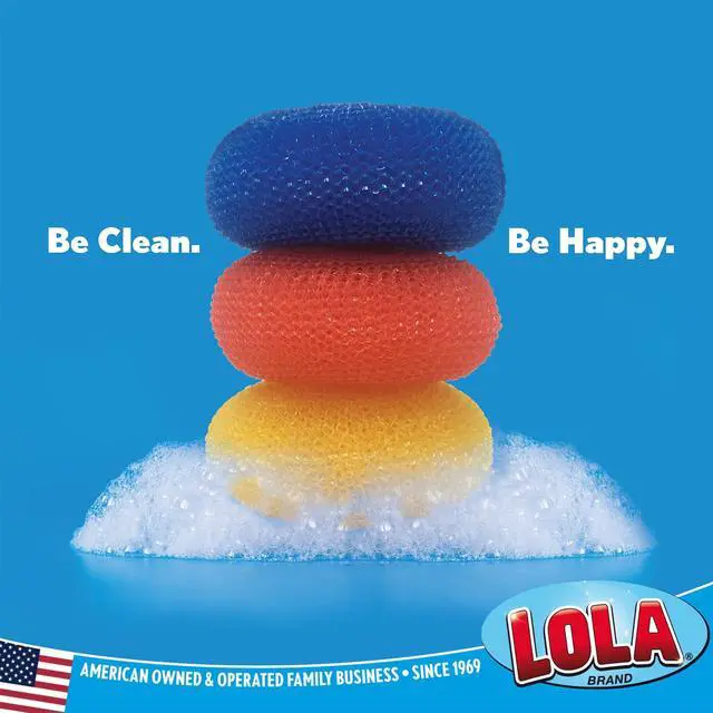 Alt view image 7 of 7 - Plastic Mesh Scouring Pads - 3 Pack, 3.375" x 1.25", Non-Scratch Scrubbers to Clean Dishes, Assorted Colors - 1 Red, 1 Blue & 1 Yellow