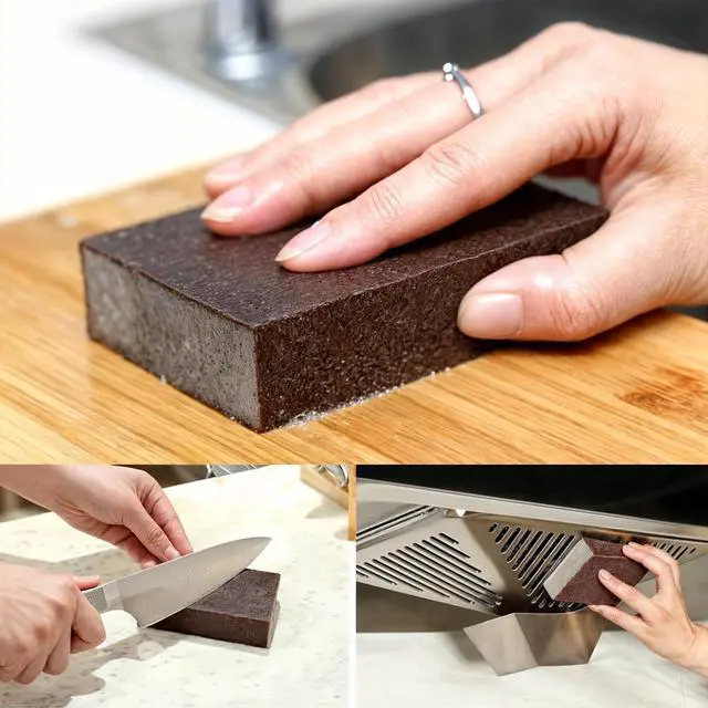 Alt view image 5 of 7 - 5 Powerful Pot Scrubber Cleaning Sponges, Heavy Duty Kitchen Eraser Scouring Pads, Dishwashing Oven Stove Cleaning Sponges, BBQ Grill Scrubbing Dish Cloths