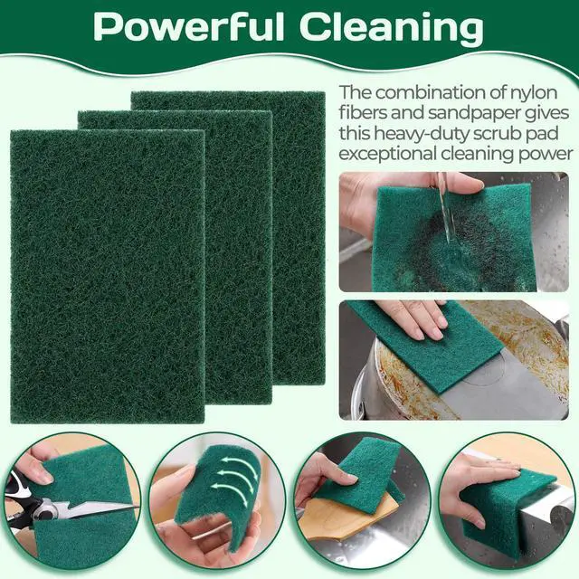 Alt view image 3 of 7 - Heavy Duty Scouring Pad 10Pcs Scouring Pads Green Scrubbing Pads for Heavy Duty Cleaning Scrubbing Pads for Kitchen Bathroom Household Cleaning Dish Scrubber Scrubbing Sponges