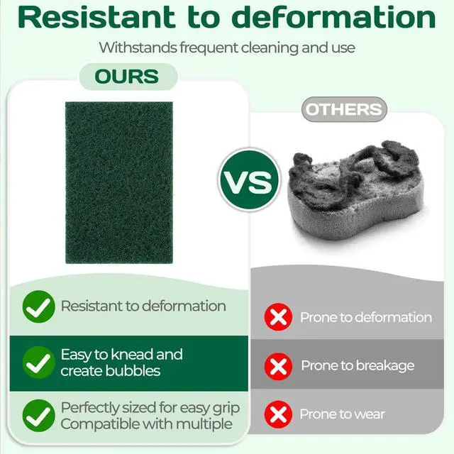 Alt view image 5 of 7 - Heavy Duty Scouring Pad 10Pcs Scouring Pads Green Scrubbing Pads for Heavy Duty Cleaning Scrubbing Pads for Kitchen Bathroom Household Cleaning Dish Scrubber Scrubbing Sponges