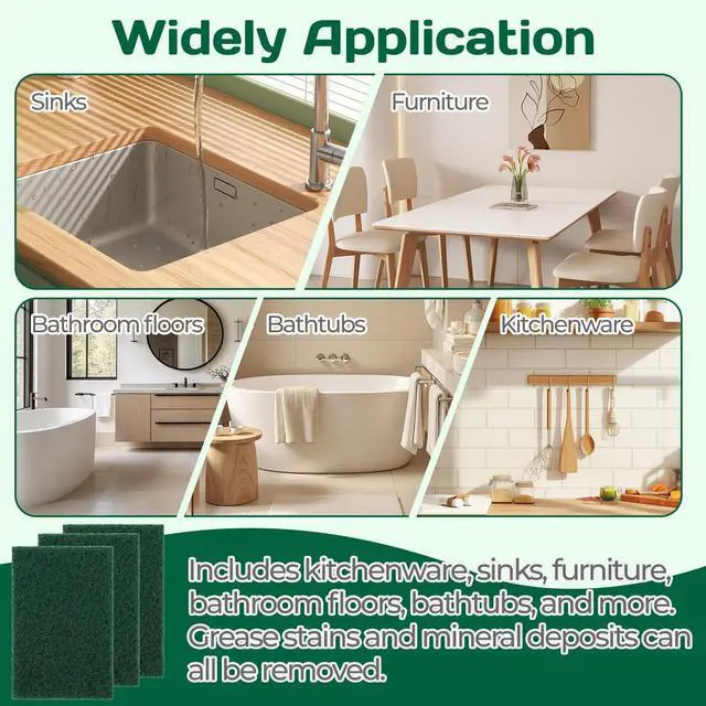 Alt view image 7 of 7 - Heavy Duty Scouring Pad 10Pcs Scouring Pads Green Scrubbing Pads for Heavy Duty Cleaning Scrubbing Pads for Kitchen Bathroom Household Cleaning Dish Scrubber Scrubbing Sponges
