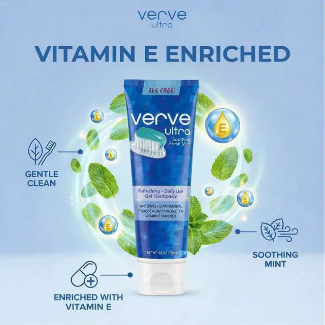 Alt view image 3 of 7 - Ultra SLS-Free Toothpaste with Fluoride Fresh Mint, SLS Free Toothpaste for Daily Use, Vitamin-E Enriched, Cruelty Free Cavity Protection, Made in USA, 4.5 oz