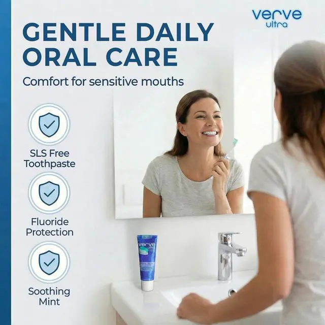 Alt view image 2 of 7 - Ultra SLS-Free Toothpaste with Fluoride Fresh Mint, SLS Free Toothpaste for Daily Use, Vitamin-E Enriched, Cruelty Free Cavity Protection, Made in USA, 4.5 oz