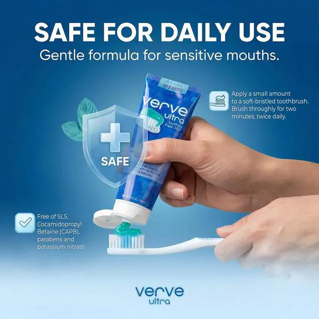 Alt view image 6 of 7 - Ultra SLS-Free Toothpaste with Fluoride Fresh Mint, SLS Free Toothpaste for Daily Use, Vitamin-E Enriched, Cruelty Free Cavity Protection, Made in USA, 4.5 oz