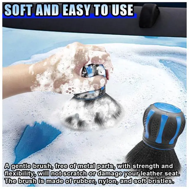 Alt view image 3 of 6 - Car Detailing Brush, Ultra Soft Bristles XL Synthetic Brush, Auto Interior Dusting Brush with Storage Rack, Car Cleaning Tool for Vehicle Air Conditioner Vents, Dashboard, Leather (Blue)