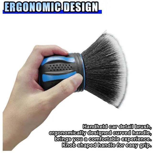 Alt view image 4 of 6 - Car Detailing Brush, Ultra Soft Bristles XL Synthetic Brush, Auto Interior Dusting Brush with Storage Rack, Car Cleaning Tool for Vehicle Air Conditioner Vents, Dashboard, Leather (Blue)