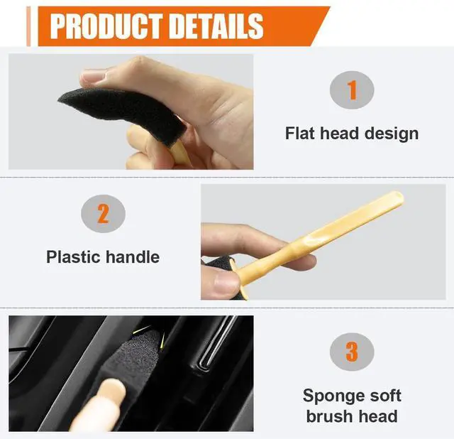 Alt view image 3 of 6 - Car Air Vent Brush Set, No Scratch Sponge Auto Detailing Brushes, Multifunctional Car Dusting Brush, Soft Vehicle Interior & Exterior Cleaning Supplies for SUV, Truck(5PCS)