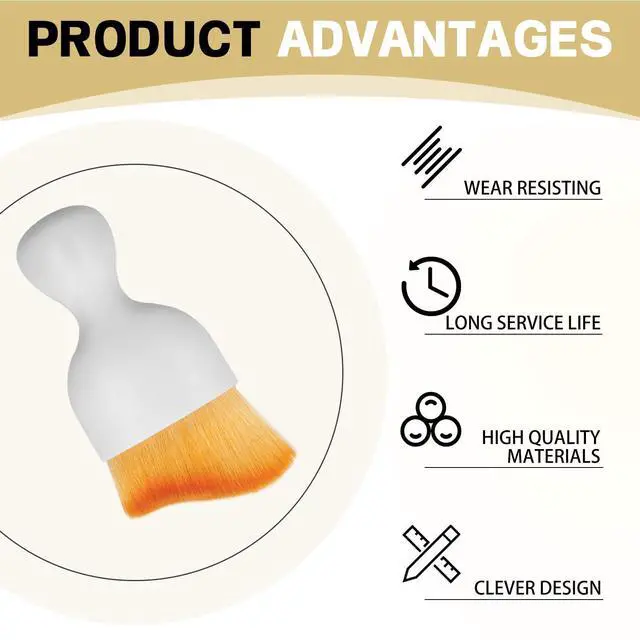 Alt view image 4 of 7 - 1Pcs Auto Soft Hair Brush Advanced Car Interior Detailing Brush for Dashboard Air Vent Gaps Dust Removal and Cleaning, White handle, yellowish-brown bristles