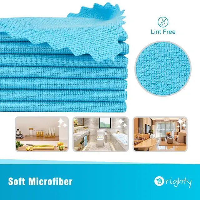 Alt view image 2 of 7 - Microfiber Cleaning Cloth - 24 Pack, Blue Cleaning Rags 12x11 inch