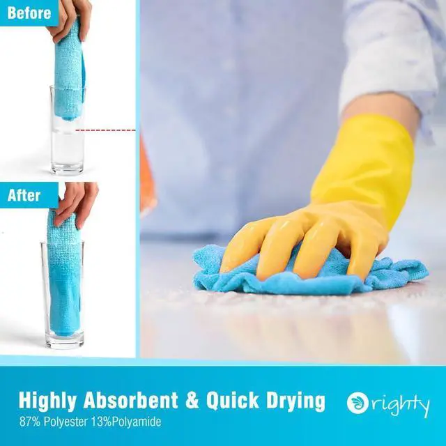 Alt view image 3 of 7 - Microfiber Cleaning Cloth - 24 Pack, Blue Cleaning Rags 12x11 inch