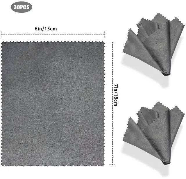 Alt view image 2 of 7 - Eyeglass Cleaning Cloths, 30 Pack, 6 x 7 Inch, Glasses Cloth