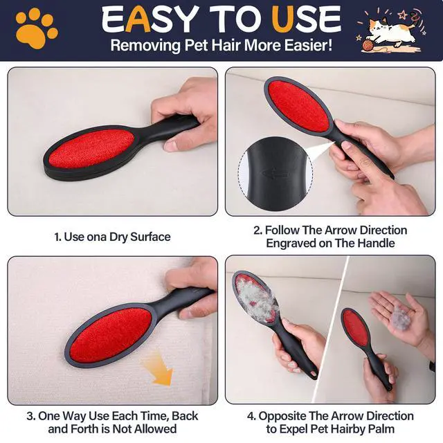 Alt view image 4 of 7 - 1 Pack Magic Lint Remover Brush for Pet Hair, Reusable 2-Sided Lint Brush for Clothes, Bedding, Carpet & Furniture, No Sticky Lint Roller Refills Needed