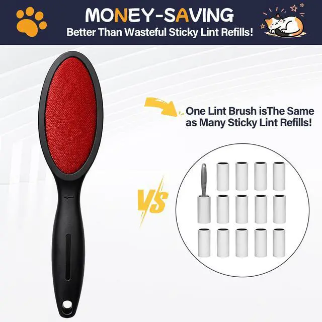 Alt view image 5 of 7 - 1 Pack Magic Lint Remover Brush for Pet Hair, Reusable 2-Sided Lint Brush for Clothes, Bedding, Carpet & Furniture, No Sticky Lint Roller Refills Needed