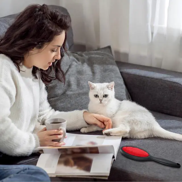 Alt view image 7 of 7 - 1 Pack Magic Lint Remover Brush for Pet Hair, Reusable 2-Sided Lint Brush for Clothes, Bedding, Carpet & Furniture, No Sticky Lint Roller Refills Needed
