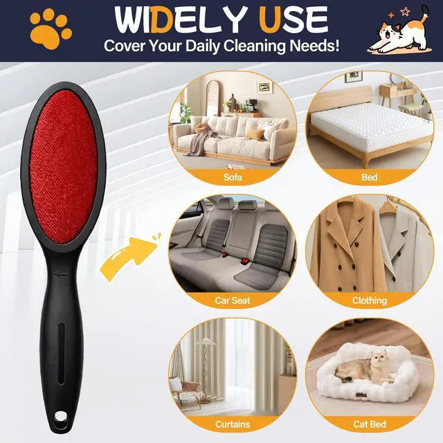 Alt view image 6 of 7 - 1 Pack Magic Lint Remover Brush for Pet Hair, Reusable 2-Sided Lint Brush for Clothes, Bedding, Carpet & Furniture, No Sticky Lint Roller Refills Needed
