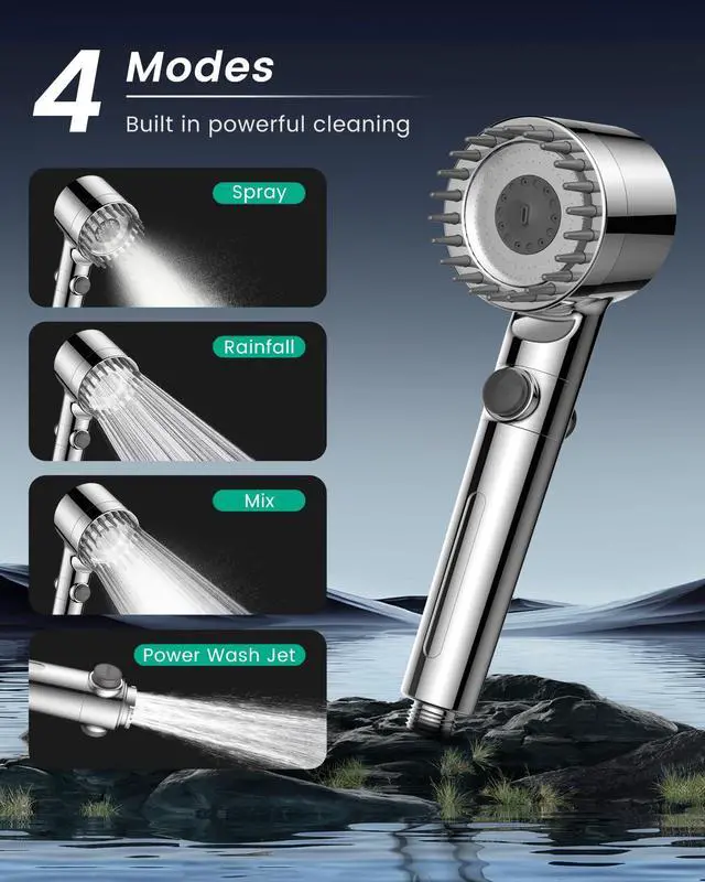 Alt view image 6 of 7 - Filtered Shower Head with Handheld 4PCS Filters ShowerHead