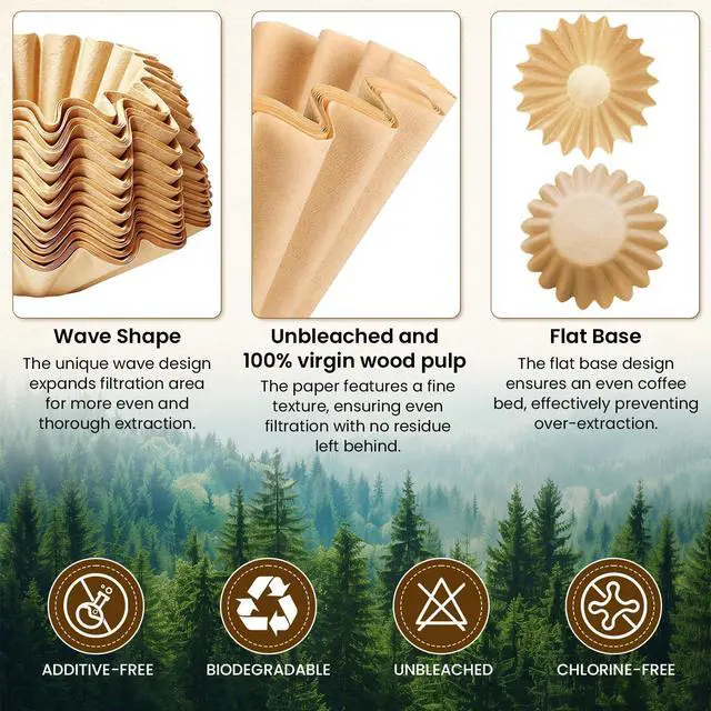Alt view image 3 of 7 - 5 Cup Coffee Filter Compatible with Mr. Coffee Mini Brew, Unbleached Coffee Filters 5 Cup For Drip Coffee Makers, Ideal for Home, Office & Commercial Use, 100 Count, Brown