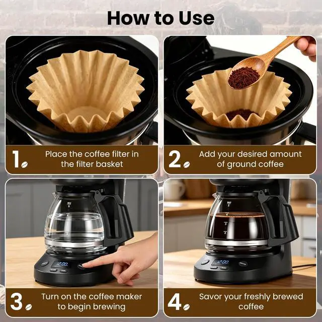 Alt view image 4 of 7 - 5 Cup Coffee Filter Compatible with Mr. Coffee Mini Brew, Unbleached Coffee Filters 5 Cup For Drip Coffee Makers, Ideal for Home, Office & Commercial Use, 100 Count, Brown