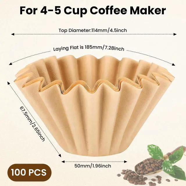 Alt view image 2 of 7 - 5 Cup Coffee Filter Compatible with Mr. Coffee Mini Brew, Unbleached Coffee Filters 5 Cup For Drip Coffee Makers, Ideal for Home, Office & Commercial Use, 100 Count, Brown