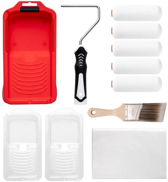Main image of 4 Inch Foam Paint Roller Kit with Tray, Liners & Brush