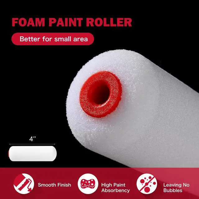 Alt view image 5 of 7 - 4 Inch Foam Paint Roller Kit with Tray, Liners & Brush