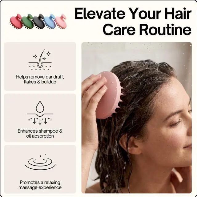 Alt view image 5 of 7 - Revive Silicone Scalp Massager, Forest - Manual Hair & Scalp Scrubber for Dandruff, Buildup, Itch, & Hair Growth - Soft Exfoliating Silicone Bristles for Wet & Dry Hair, Flake-Free Finish