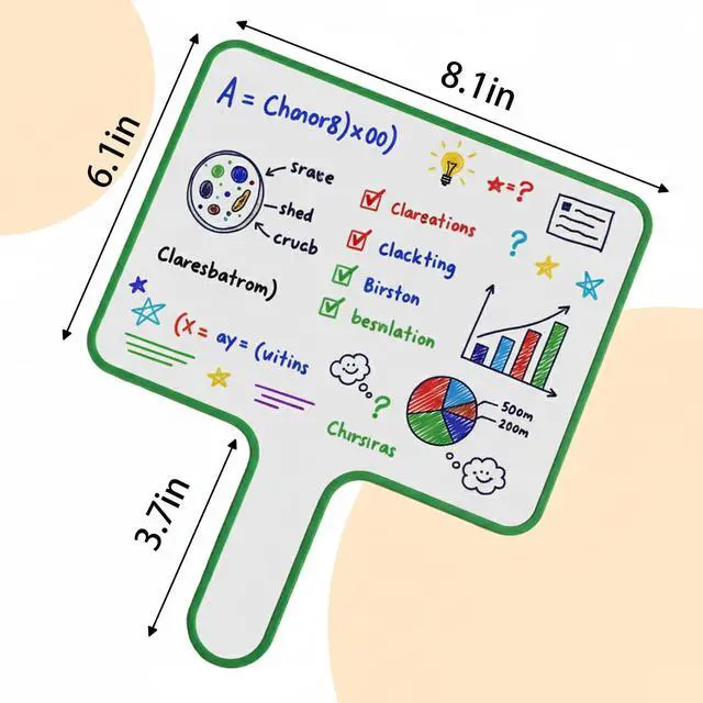 Alt view image 3 of 7 - 10''X 8'' Dry Erase Paddles with Markers & Erasers Dry Erase Boards with Handles Double-Sided Small Whiteboards for Classroom, Teaching, Learning, and Group Activities (6)