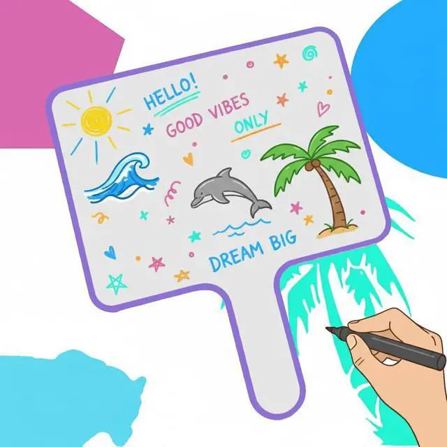 Alt view image 5 of 7 - 10''X 8'' Dry Erase Paddles with Markers & Erasers Dry Erase Boards with Handles Double-Sided Small Whiteboards for Classroom, Teaching, Learning, and Group Activities (6)