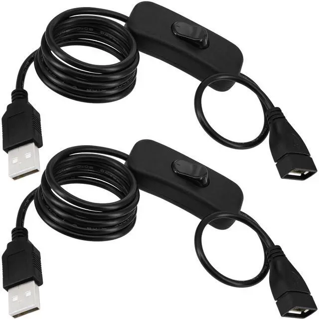 Main image of USB Cable with Switch, 2-Pack 1M/3Ft USB Male to Female Extension Cord Inline Rocker On/Off Switch for Driving Recorder, LED Desk Lamp, USB Fan, LED Strip (2 Pack 3FT)