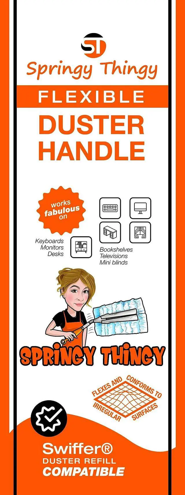 Alt view image 7 of 7 - Flexible Duster Handle with Disposable Duster pad, Compatible with Swiffer Duster Refills.