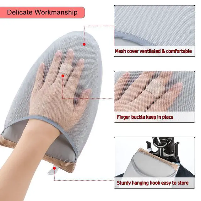 Alt view image 4 of 7 - Garment Steamer Ironing Gloves Anti Steam Glove Heat Resistant Garment Steamer Mitt, Garment Steam Accessories for ClothesPink