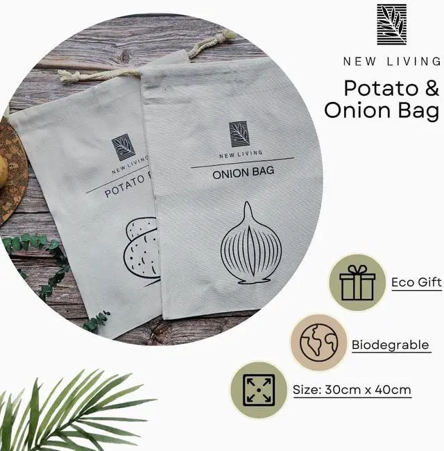 Alt view image 2 of 6 - Eco Potato & Onion Storage Bags, Linen Cotton Material, 30 * 40cm