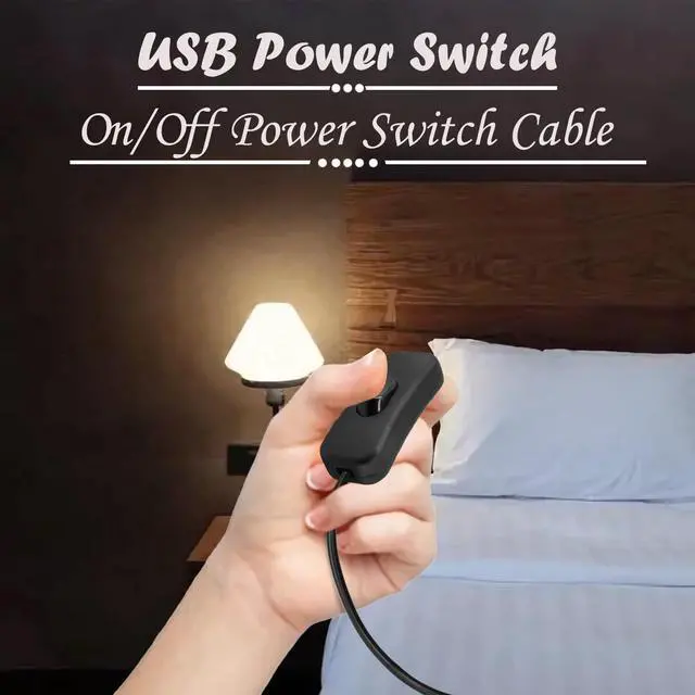 Alt view image 6 of 7 - 2 Pack USB Power Switch Cable, BENACES 3FT USB Male to Female Power Charger Extension Cord Adapter with On/Off Switch for Small Desk Lamps, LED Lamps, Etc