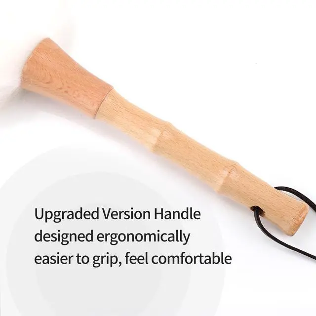 Alt view image 5 of 7 - Feather Duster, Lambswool Duster for Cleaning,with Solid Wooden Handle,Leather Hang Strap,Anti-Static 14.9 inch Washable Reusable Small Hand Duster(Natural) for Office, Home and Car