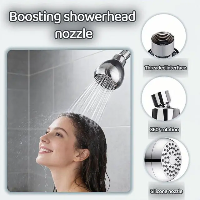Alt view image 4 of 7 - High Pressure Shower Head with 45 Self-Cleaning Nozzles, 360° Brass Ball Joint, Anti-Clogging & Leakproof, Powerful Jet for Low Water Pressure, SPA Rainfall Experience