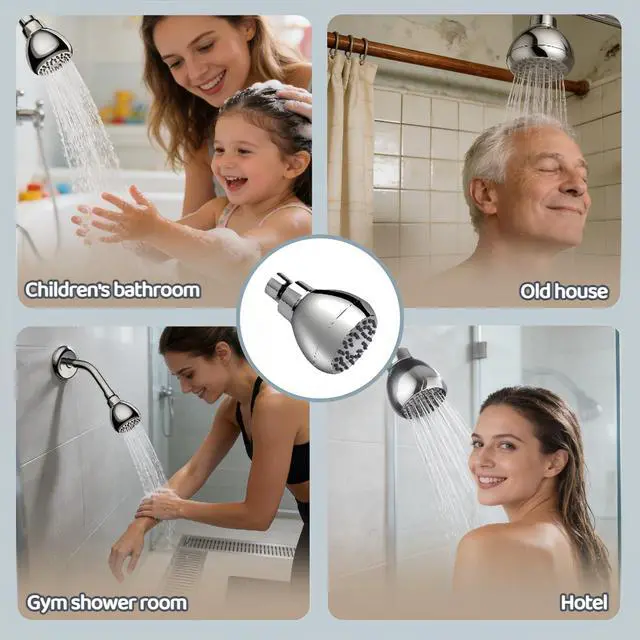 Alt view image 5 of 7 - High Pressure Shower Head with 45 Self-Cleaning Nozzles, 360° Brass Ball Joint, Anti-Clogging & Leakproof, Powerful Jet for Low Water Pressure, SPA Rainfall Experience