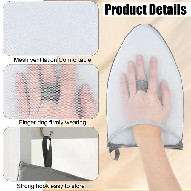 Alt view image 5 of 7 - Garment Steamer Ironing Glove with Finger Loop, Anti Steam Glove, Heat Resistant Garment Steamers Mitt, Tiny Ironing Board Mitt, Garments Steamer Accessories for Clothes