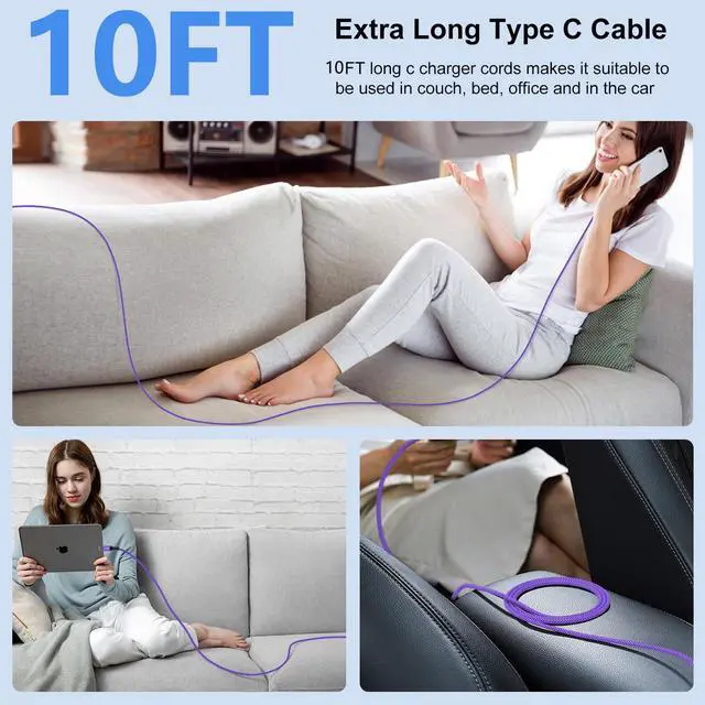 Alt view image 7 of 7 - 240W C to C Samsung Charger Super Fast Charging Cord, 10 FT Long Type C