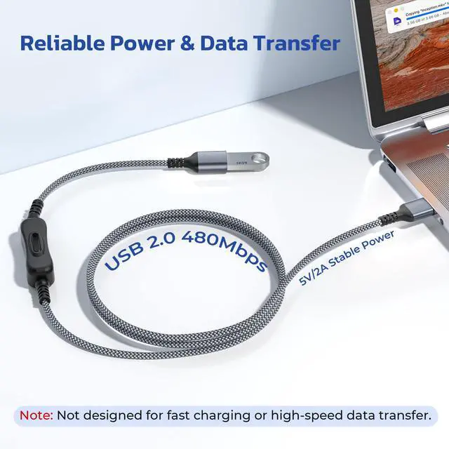 Alt view image 3 of 7 - USB Male to Female Extension Cable with On/Off Switch 3.3FT