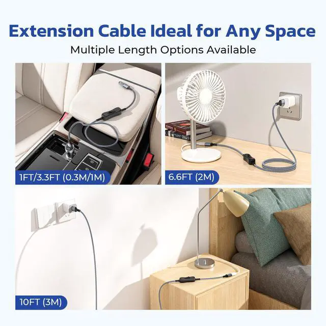Alt view image 5 of 7 - USB Male to Female Extension Cable with On/Off Switch 3.3FT