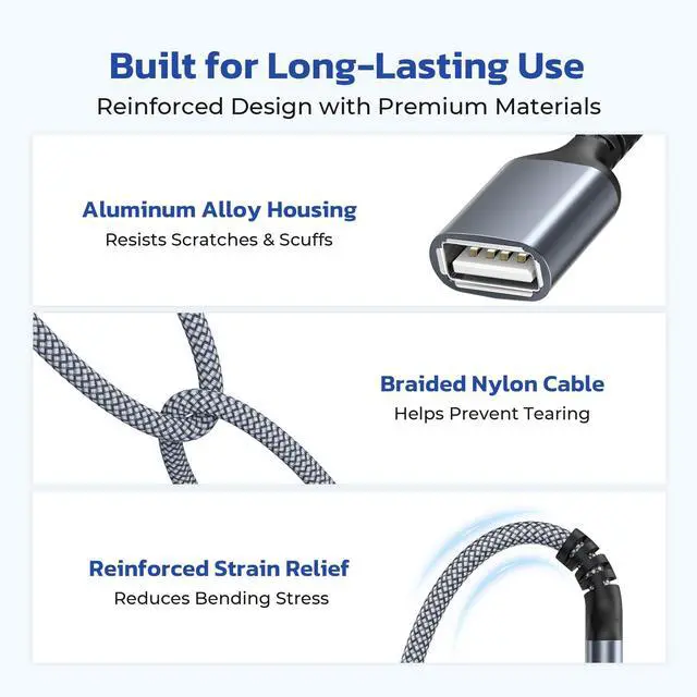 Alt view image 4 of 7 - USB Male to Female Extension Cable with On/Off Switch 3.3FT