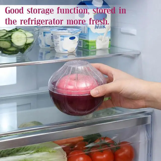 Alt view image 5 of 7 - Reusable Onion & Tomato Storage Containers, Fruit and Vegetable Keeper Saver for Fridge Onions Keeper for Refrigerator Onions Holder Storage Vegetable Crisper Makes Food Stays Fresh Longer