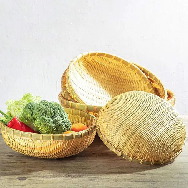 Alt view image 2 of 6 - Natural Handmade Woven Bamboo Basket Tray U Shape Holder Food Deep Basket Size 6" 7" 8" 9" 10" 11" 12" 13" 14" up to 20inches Available for Customizing Bulk (16cm/6")