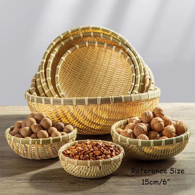 Alt view image 3 of 6 - Natural Handmade Woven Bamboo Basket Tray U Shape Holder Food Deep Basket Size 6" 7" 8" 9" 10" 11" 12" 13" 14" up to 20inches Available for Customizing Bulk (16cm/6")