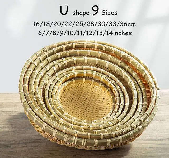 Alt view image 6 of 6 - Natural Handmade Woven Bamboo Basket Tray U Shape Holder Food Deep Basket Size 6" 7" 8" 9" 10" 11" 12" 13" 14" up to 20inches Available for Customizing Bulk (16cm/6")