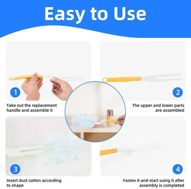 Alt view image 4 of 7 - Duster Handle Compatible with Swiffer Duster,Replacement Extendable Dusters Mop Handles for Swiffer Refill,Replaceable Small Duster Refill Handles for Tight Spaces(Yellow,1Pcs)